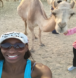 Chrisden and a camel